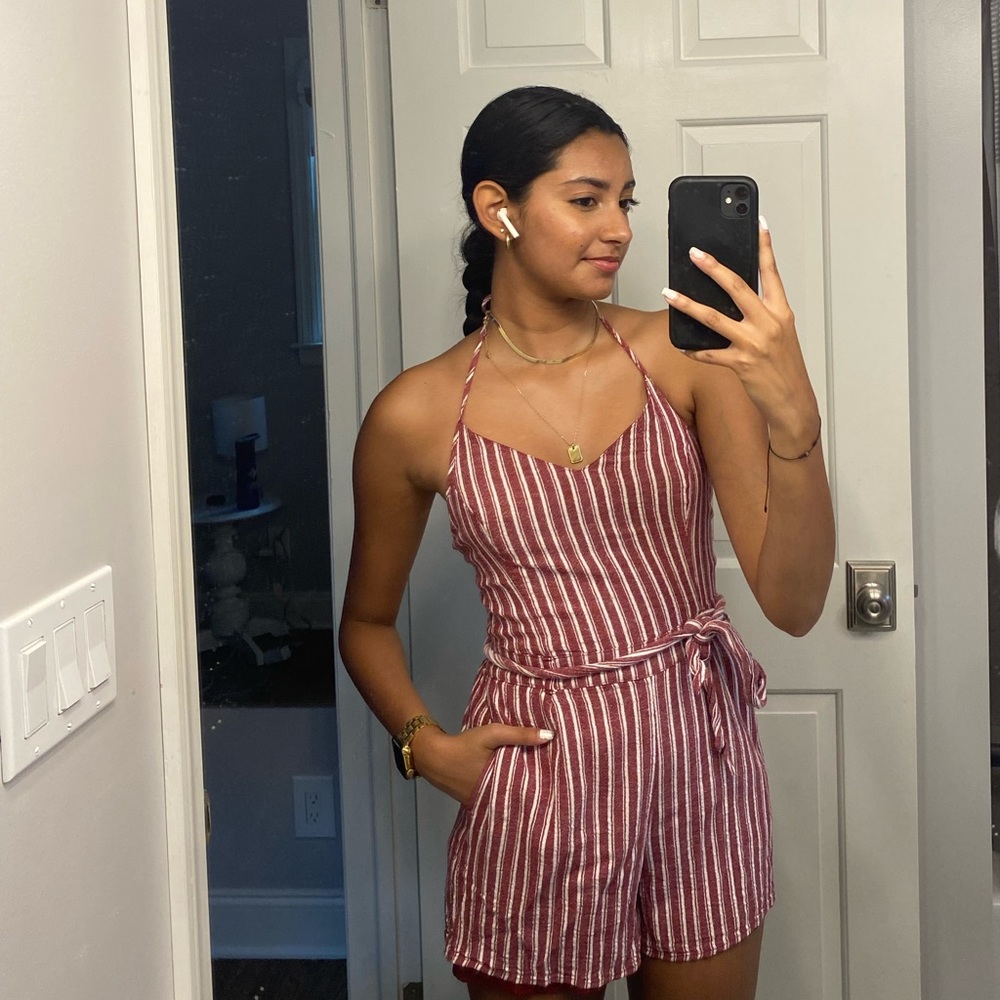 Women's Backless Stripped Romper